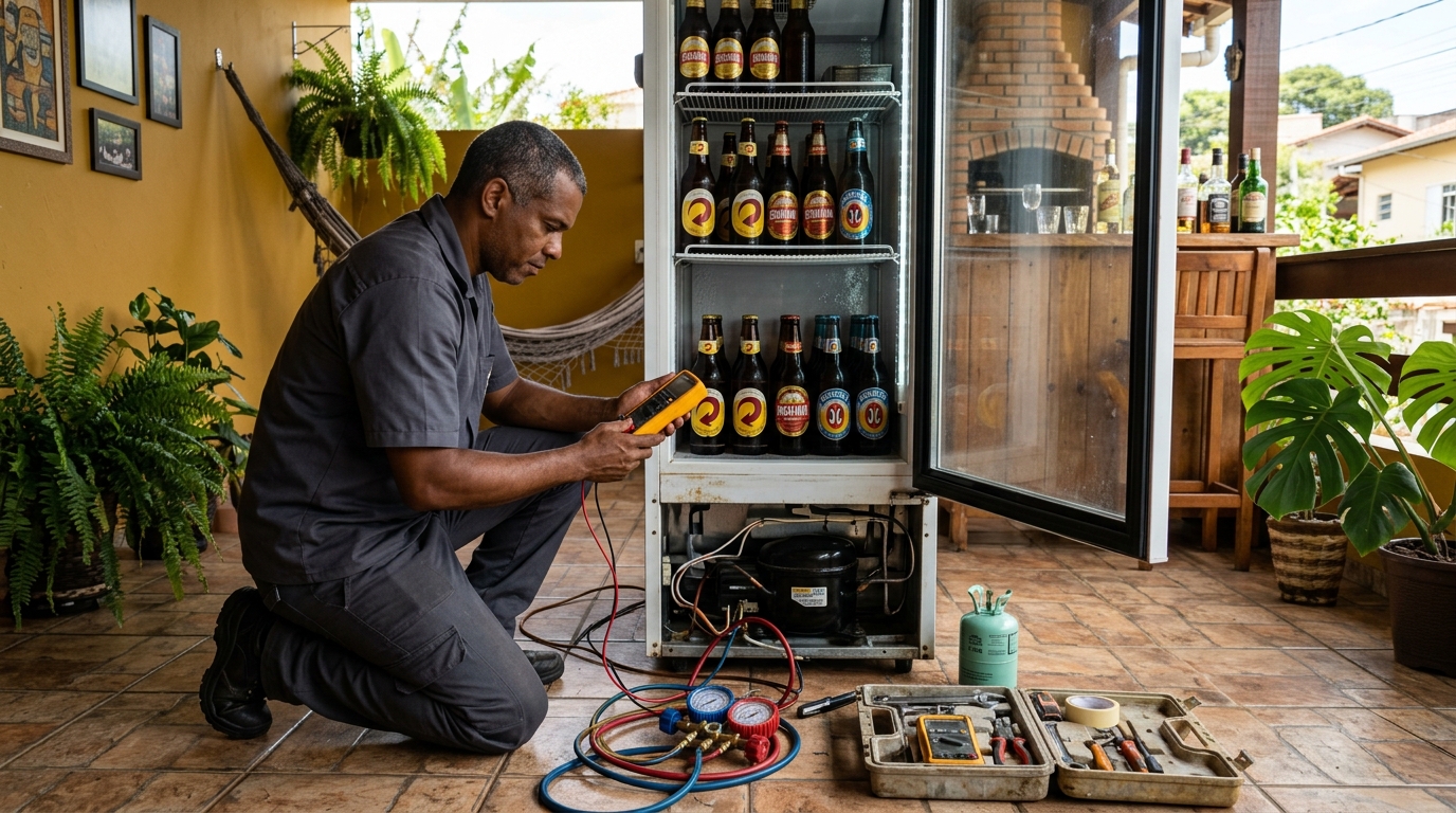 Manutenção da placa eletrônica de cervejeira na Zona Leste de São Paulo‑SP